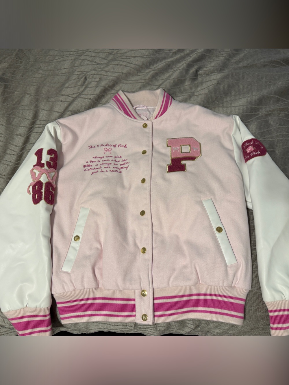 LoveShackFancy Pink Bomber Jacket